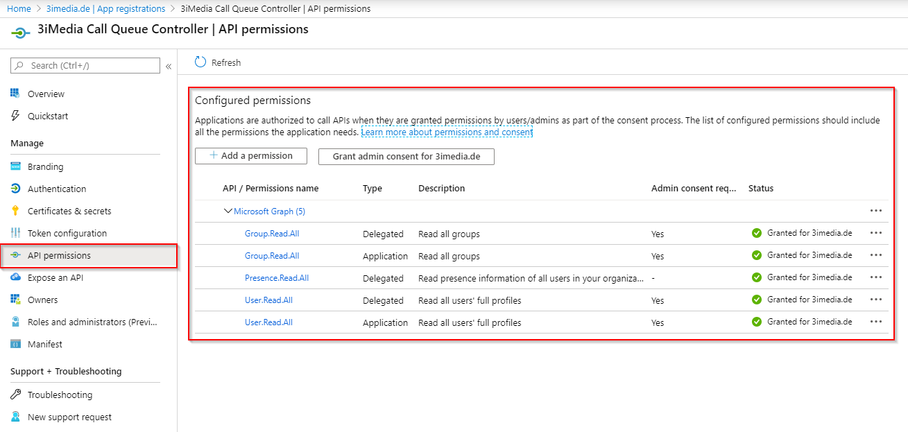 Register App API permissions